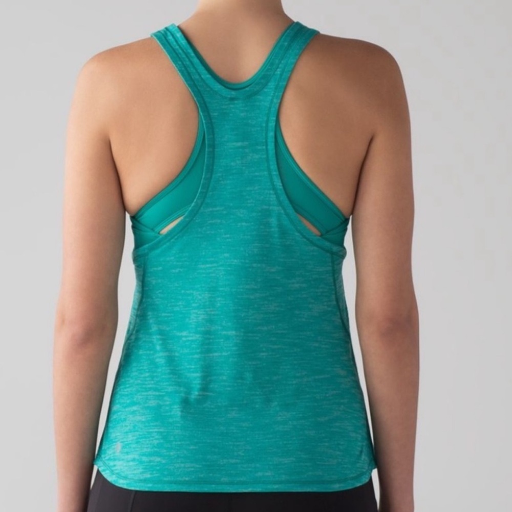 Lululemon Glide And Stride Tank Heathered Viridian Green Size 8